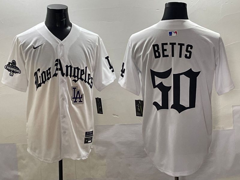Men 2025 Los Angeles Dodgers #50 Betts White Five generations Joint Name Nike MLB Jersey style 51810->los angeles dodgers->MLB Jersey